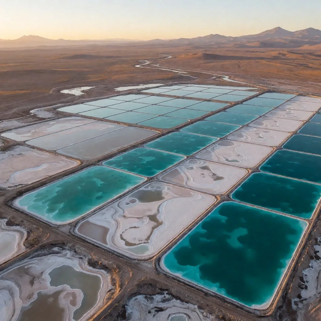 Piletas de evaporación de litio en la Puna