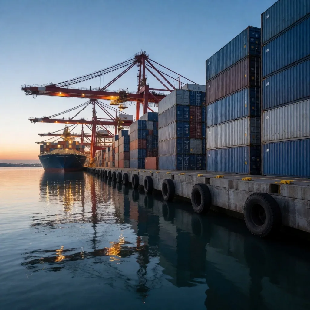 Puerto de carga y contenedores en Buenos Aires