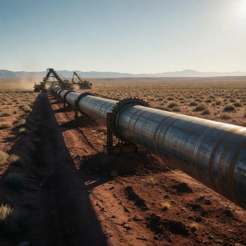 Tendido de gasoducto en la Patagonia argentina