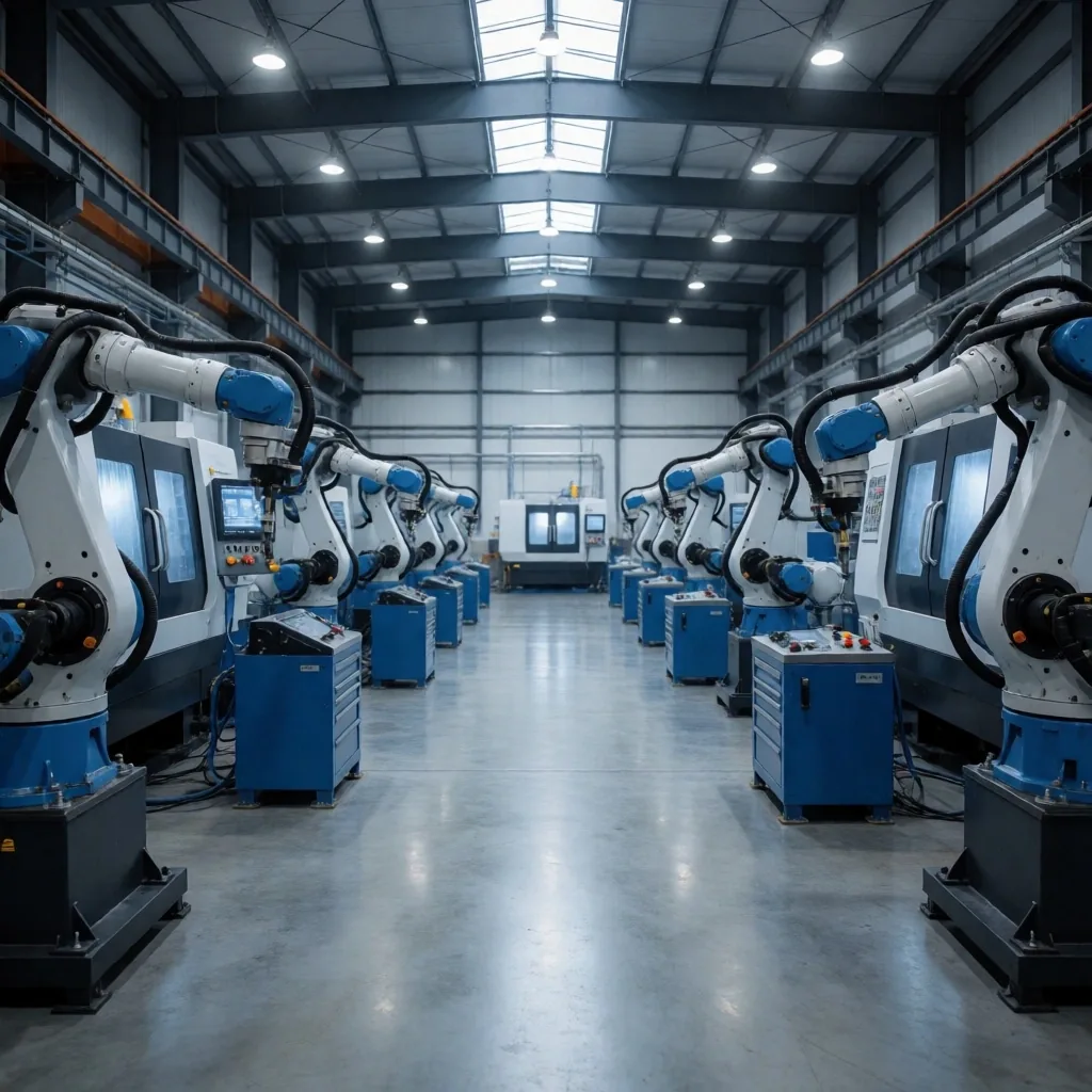 Interior de una instalación de manufactura argentina con maquinaria moderna