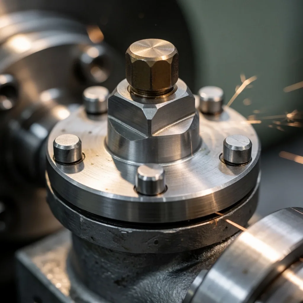 Manos de un operario trabajando en un torno de precisión en un taller de manufactura argentina