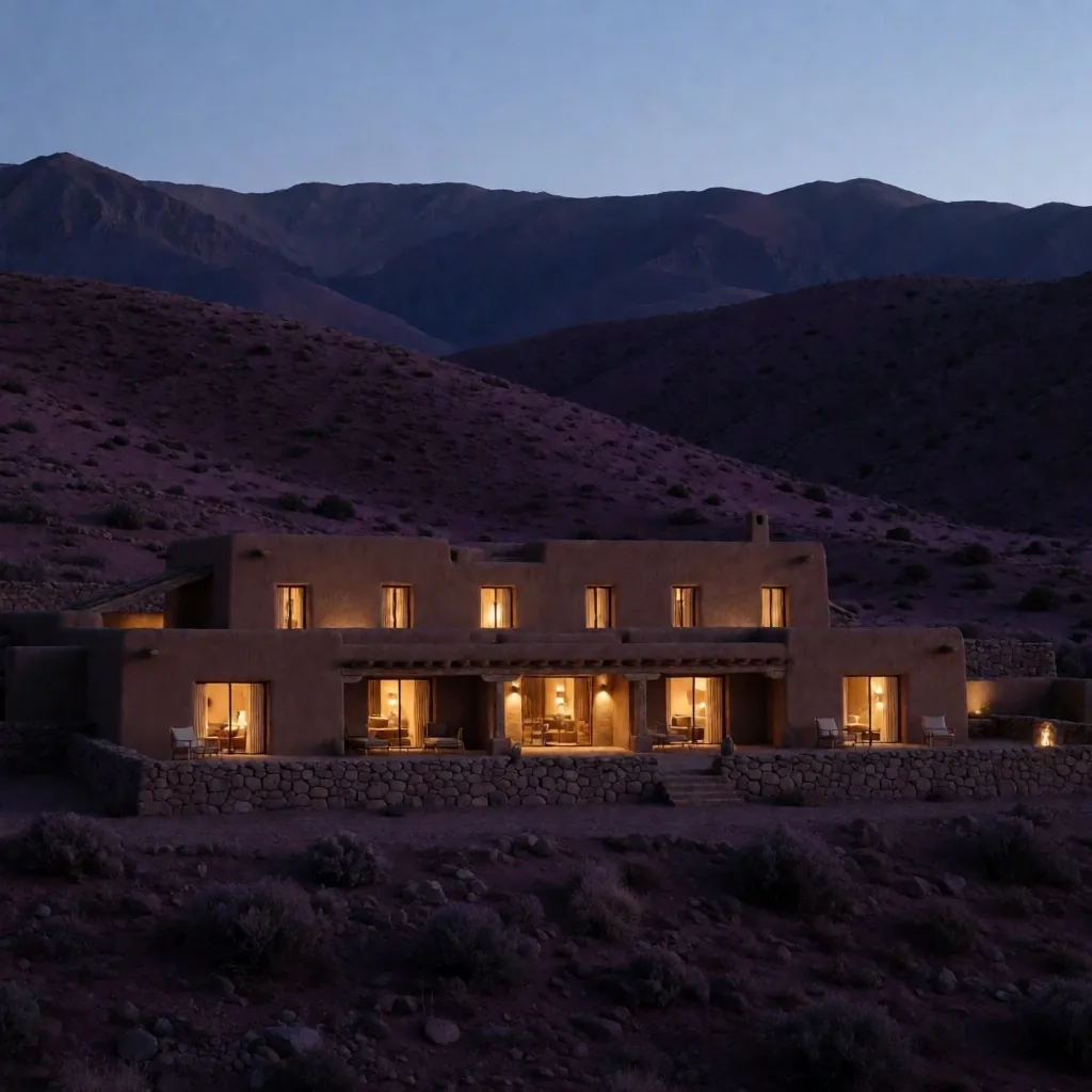 Pueblo de montaña en el noroeste argentino al atardecer